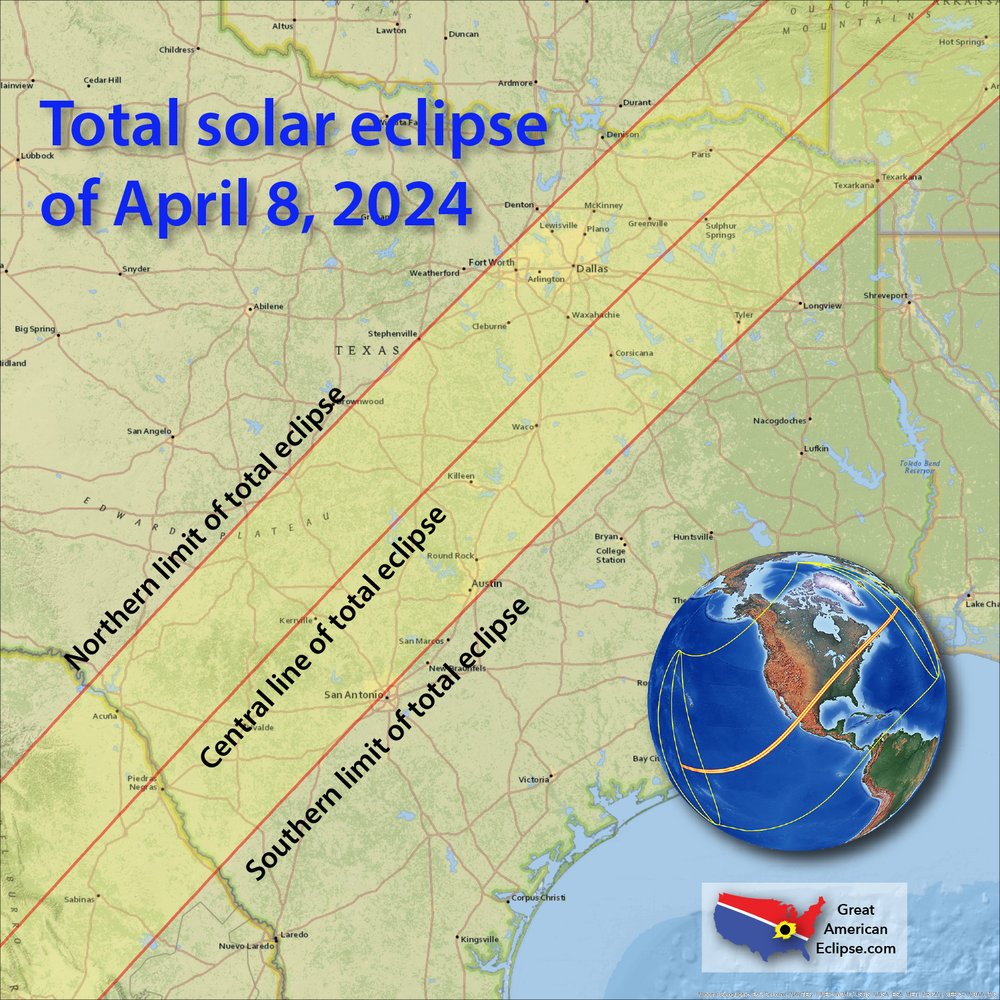 Piedras Negras será centro del próximo eclipse solar total el lunes 8